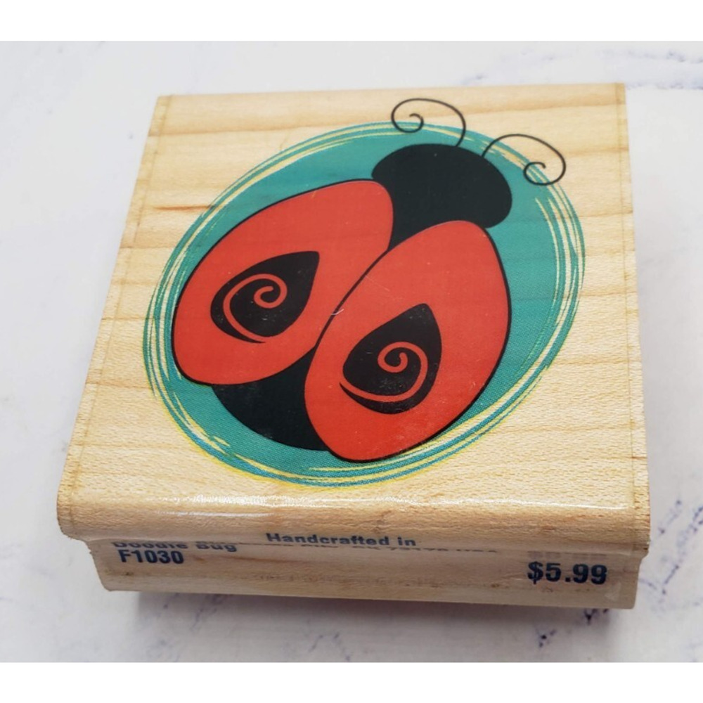 Ladybug Doodle Bug Stampabilities Wood Mounted Rubber Stamp F1030